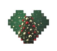 Puzzle rond en forme de cœur pour sapin de Noël - Puzzle photo personnalisé pour adultes - Micro blocs de construction 3D pour décoration d'intérieur