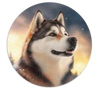 Puzzle Rond Fantasy Husky 1000 pièces. Puzzle 1000 pièces Parfait pour s'amuser en Famille à Noël, Thanksgiving, Les Anniversaires et Pâques. 67,5 x 67,5 cm.