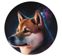 Puzzle Rond Galaxy Shiba Inu 1000 pièces pour Adultes, idéal comme Cadeau de Vacances ou décoration d'intérieur (Taille 67,5 x 67,5 cm)