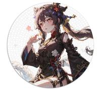 Puzzle Rond Genshin Impact Hu Tao 1000 pièces, idéal pour Les Anniversaires, Halloween, Thanksgiving et Pâques (67,5x67,5cm)