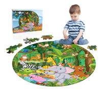 Puzzle Rond pour Enfant, 71 Pièces Animaux de la Jungle Puzzle Enfant de 3-8 Ans, Jouet Educatif pour Cadeau Enfant