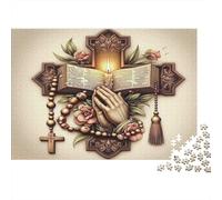 Puzzle Rosaire Vintage Art déco Religieuse 1000 pièces 52x38cm Papier recyclé pour Adultes Jeu éducatif Développe dextérité Jeu Familial Femmes et Hommes