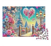 Puzzle Rose 1000 Pièces pour Adultes | Jeu Éducatif Arche Florale avec Ballons en Forme de Cœur Cadeau pour Hommes et Femmes 70x50cm/1000pcs