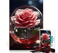 Puzzle Rose en Cristal 1000 Pièces pour Adultes Stimule la mémoire, soulage l'anxiété, Bords précis, Surprise de Noël (38x26cm)