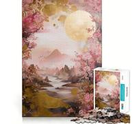 Puzzle Rose et Or Paysage de Rêve 1000 Pièces pour Adultes Jeu Cognitif et Amusant à Assembler Collection d'Images (50x75cm)