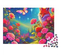 Puzzle Rose Renard Vallée Florale 1000 Pièces Carton Finition Mate de Qualité Supérieure Encadrable Activité Art à Groupe pour Couples Adultes Passionnés 52x38cm/1000Pièces