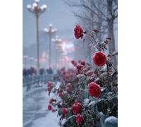 Puzzle Roses d’Hiver de Rue de 300 Pièces pour Adultes, Puzzles 300 pièces Adultes, Jigsaw Puzzle d'art pour Défi, Puzzles Coloré à Faire soi-même pour la Décoration de la Maison