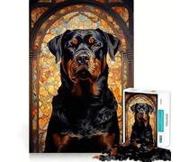 Puzzle Rottweiler 1000 pièces pour Adultes Stimule la mémoire, détend et facilite la Concentration Découpe Lisse Cadeau d'anniversaire (50x75cm)