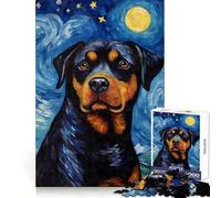 Puzzle Rottweiler Nuit Étoilée 1000 Pièces pour Adolescents Jeu de Logique Pure Découpe Propre et Découpe Fine Art (38x52cm)