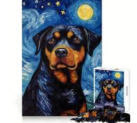 Puzzle Rottweiler Nuit Étoilée pour Adolescents 1000 Pièces Jeu Anti-Stress Intelligent Bords Saillants Cadeau d'anniversaire (50x75cm)