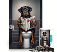 Puzzle Rottweiler sur Les Toilettes pour Adultes, 1000 pièces, Jeu de réflexion, Jouet Anti-anxiété, Objet de Collection aux découpes soignées (38x52cm)