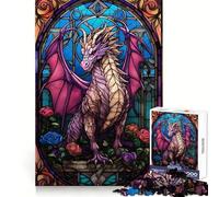 Puzzle Rouge Aetheria Dragon Rose 1000 Pièces pour Adolescents Jeu de Logique Pure Détente Douce et Nette Pièce d'art Fine (50x75cm)
