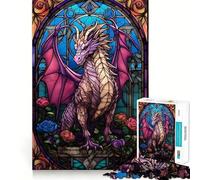 Puzzle Rouge Aetheria Dragon Rose 1000 Pièces pour Adolescents Jeu de Logique Pure Détente Douce et Nette Pièce d'art Fine (50x75cm)