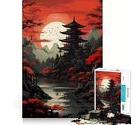 Puzzle Rouge Japonais de 1000 pièces pour Adolescents, Jeu de logique Fine, Loisir Facile, Bords Nets, Cadeau de Festival (50x75cm)