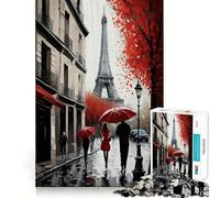 Puzzle Rouge Paris France 1000 pièces pour Adolescents Design apaisant et Relaxant Cadeau Classique (38x52cm)