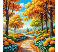 Puzzle Route du Parc d'automne de 70 Pièces pour Adultes, Puzzles 70 pièces Adultes, Jigsaw Puzzle d'art pour Défi, Puzzles Coloré à Faire soi-même pour la Décoration de la Maison