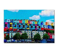 Puzzle Royaume-Uni Angleterre Color House Bristol 200 pièces pour Adultes et Famille, Cadeau Souvenir de Voyage 35 x 25 cm