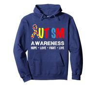 Puzzle Ruban de Sensibilisation à l'Autisme avec Inscription « Hope Love Fight Live » Sweat à Capuche