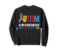 Puzzle Ruban de Sensibilisation à l'Autisme avec Inscription « Hope Love Fight Live » Sweatshirt