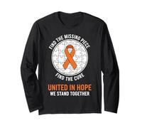 Puzzle Ruban Orange Autisme MS Awareness Unite Hope Manche Longue