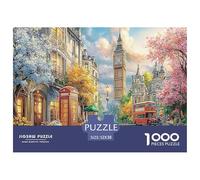Puzzle Rue de Londres 1000 pièces - Rue de Ville (Tour et Automne) Activité pour Toute la Famille Décoration Murale 52x38cm/1000pcs