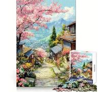 Puzzle Rue des Cerisiers en Fleurs 1000 Pièces pour Adolescents Développe la Réflexion Plaisir Léger Bords Nets (38x52cm)