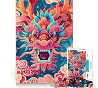 Puzzle Rugissement de Dragon Vibrant 1000 pièces Jeu de mémoire Amusant Bords Lisses,Assemblage Parfait Une façon ludique d'occuper Les Heures vides (38x26cm)