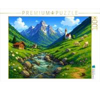 Puzzle · Ruisseau bondissant avec alpage - Anime Alpes | 1000 pièces · Format assemblé 64 × 48 cm · CALVENDO Puzzle