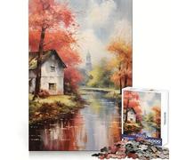 Puzzle Rustique d'automne au Bord de la rivière, 1000 pièces, pour Adultes, idéal pour développer Son Sens de l'adresse, Passer du Temps en Famille, pièce de Collection (38x26cm)