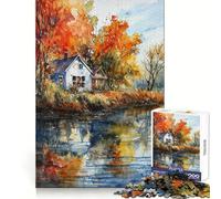 Puzzle Rustique d'automne de 1000 pièces pour Adultes Améliore la mémoire Paisible et Amusant Bords Nets Cadeau de Noël (50x75cm)