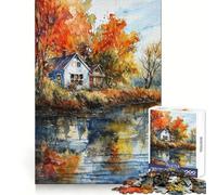 Puzzle Rustique d'automne pour Adolescents, 1000 pièces, Jeu d'entraînement cérébral, détente mentale, Art à Assembler, Cadeau Unique (38x26cm)
