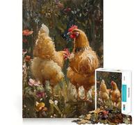 Puzzle Rustique de 1000 pièces avec des Poules à la Campagne, idéal pour Adultes, pour renforcer la mémoire, Jouer en Groupe, Bords Nets et élégant (50x75cm)