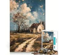 Puzzle Rustique de 1000 pièces pour Adolescents, Motif cabane et Route de Campagne, idéal pour stimuler la mémoire, soulager la Tension et créer Une œuvre d'art aux Bords Nets (50x75cm)