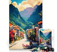 Puzzle Sa Pa Art Poster Hard de 1000 pièces pour Adultes, Jeu intellectuel, Moment de détente, découpe de qualité, Cadeau Exquis (38x52cm)
