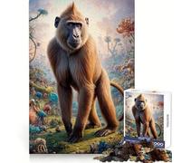 Puzzle Safari Babouin Surréaliste 1000 Pièces pour Adultes Jeu de Logique Mentale Paisible et Amusant Découpe Ferme Cadeau Précieux 50x75cm