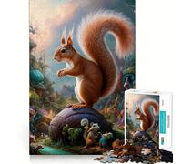 Puzzle Safari Écureuil Surréaliste 1000 Pièces pour Adolescents Jeu de Logique Solide Activité à la Maison Bords Transparents Cadeau Précieux 50x75cm
