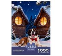 Puzzle Saint-Bernard 1000 Pièces pour Adultes Et Enfants, Jeu D'Intelligence, Puzzle Chalet Neigeux, Décoration Intérieure, Idée Cadeau 70x50cm/1000pcs