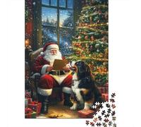 Puzzle Saint-Bernard Qui Compte 1000 Pièces pour Adultes,Scène intérieure d'hiver Un Jeu De Dexérité Très Difficile Puzzle en Bois Jeu D'intelligence Un Jeu Cadeau Original 1000pcs (75x50cm)