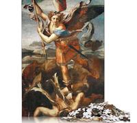 Puzzle Saint Michel Vaincre Satan 1000 Pièces pour Adultes Puzzles en Bois Exercice Cérébral Défi Jeu Divertissement Cadeaux Activité Familiale (75x50cm)
