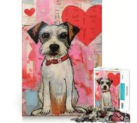 Puzzle Saint-Valentin Chien avec Cœur pour Adultes 1000 Pièces Jeu de Mémoire Découpe Laser pour Un Assemblage Parfait Cadeau Unique Anti-Stress (50x75cm)