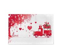 Puzzle Saint-Valentin Un camion avec un fond rouge et des pois blancs roses pour la relaxation et le plaisir en famille 500 pièces