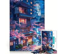 Puzzle Sakura Anime Nuit 1000 pièces pour Adolescents, Puzzle logique Transparent, Jeu Peaceful Time, découpe Parfaite, liste de souhaits du Père Noël (38x52cm)