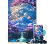Puzzle Sakura Chutes du Fuji 1000 pièces pour Adolescents, Jeu de logique Fine, Loisirs faciles, Bords Nets, Cadeau de Festival (38x26cm)