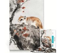 Puzzle Sakura Écureuil Sérénité 1000 pièces pour Adultes Améliore la mémoire Paisible et Amusant Bords Nets pour Les fêtes (50x75cm)