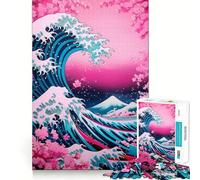 Puzzle Sakura Grande Vague pour Adolescents, 1000 pièces, Collection d'œuvres d'art repensées, calmes et relaxantes (50x75cm)