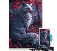 Puzzle Sakura Kitsune Blanc 1000 pièces pour Adolescents,entraînement de mémoire,Jeu Amusant,Assemblage sans Couture,activité de Groupe relaxante en intérieur (38x26cm)