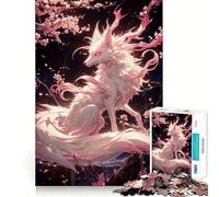 Puzzle Sakura Kitsune Renard (1000 pièces) Cadre Rigide Idéal pour Adultes Améliore la mémoire, détend l'esprit Cadeau élégant aux Bords Nets (50x75cm)