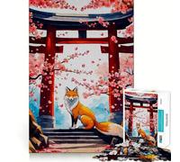 Puzzle Sakura Kitsune Renard 1000 pièces pour Adolescents, Jeu de logique Fine, Divertissement Relaxant, décoration Murale aux Bords Nets (38x52cm)