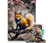 Puzzle Sakura Kitsune Renard 1000 pièces pour Adolescents Jeu d'exercice Mental Design apaisant Cadeau précieux Assembler (38x52cm)