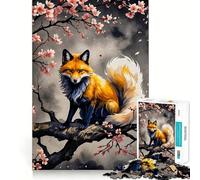 Puzzle Sakura Kitsune Renard 1000 pièces pour Adolescents, Puzzle logique Transparent, Jeu Peaceful Time, découpe Parfaite, liste de souhaits du Père Noël (50x75cm)